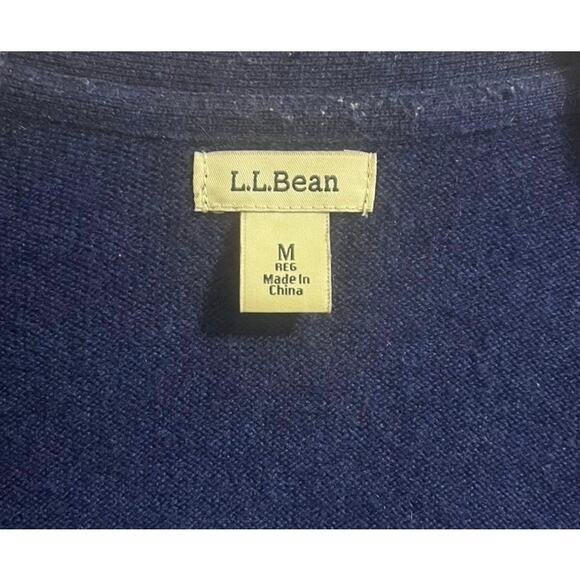 LL Bean Classic 100% Cashmere Open Front Cardigan w/Pockets Blue Women's M - Picture 3 of 7